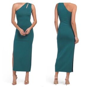 Ronny Kobo Collection Teal One-Shoulder Dress